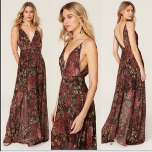 Ronny Kobo Collection Daniela Victorian floral chiffon maxi dress